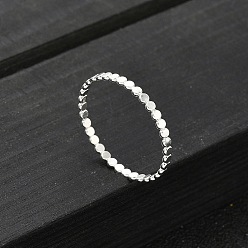 Серебро 925 плоские серебряные кольца с бусинами для женщин, простые кольца, серебряные, 1.8 мм, размер США 9 (18.9 мм)