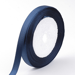 Midnight Blue High Dense Single Face Satin Ribbon, Polyester Ribbons, Midnight Blue, 1/4 inch(6~7mm), about 25yards/roll, 10rolls/group, about 250yards/group(228.6m/group)