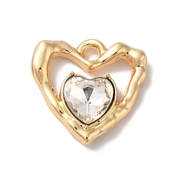 Прозрачный Панданты из сплава для покрытия стойки, со стеклом, без никеля , сердце прелести, золотые, прозрачные, 19x19x5 мм, отверстие : 2.3 мм