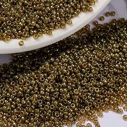 (RR311) Topaz Gold Luster MIYUKI Round Rocailles Beads, Japanese Seed Beads, (RR311) Topaz Gold Luster, 15/0, 1.5mm, Hole: 0.7mm, about 5555pcs/bottle, 10g/bottle