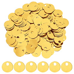 Gold 90G Plastic Pendants, Flat Round Charm, Gold, 25x0.2mm, Hole: 5mm