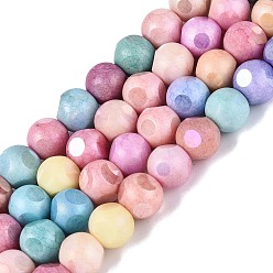 (52) Непрозрачная лаванда Нити из непрозрачных стеклянных бусин с эффектом омбре, окрашенные методом гальванического покрытия., круглые, с покрытием AB цвета, граненый(6 граненый), разноцветные, 8~8.5 мм, отверстие : 1~1.2 мм, около 47~48 шт / нитка, 14.17~14.76 дюйм (36~37.5 см)