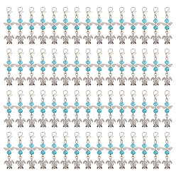 Античное Серебро 60 шт. подвеска в виде ангела из сплава и стекла в тибетском стиле в виде черепахи, с карабин-лобстерами , античное серебро, 46.5 мм