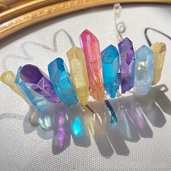 Colorful Natural Quartz Hair Barrettes, Colorful, 80x120x45mm