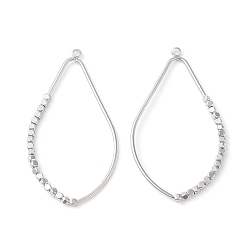 Платинированный Латунные подвески с открытой спинкой, без никеля , для diy уф смолы, слезинка с кубиками из бисера, Реальная платина, 48x26~27x2 мм, отверстие : 1.8 мм