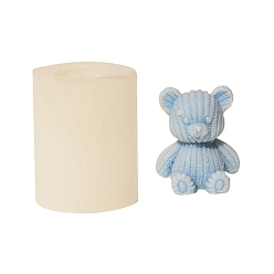 Белый Силиконовые формы для свечей в виде столба с рельефным рисунком в виде медведя, пищевой силикон, для изготовления ароматических свечей, белые, 45x58 мм