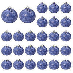 Морской Синий 26 кулоны из смолы, черника, с платиновыми железными петлями, Marine Blue, 16.5x16x16 мм, отверстие : 2 мм