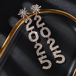 Золотой Латунь горный хрусталь серьги, число 2025, золотые, 116x17 мм