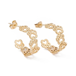 Золотой Ионное покрытие (ip) 304 серьги-гвоздики из нержавеющей стали с принтом медвежьей лапы для женщин, золотые, 21x9.5 мм, штифты : 0.8 мм