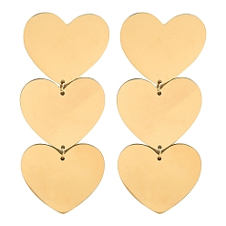 Сердце 304 серьги-гвоздики из нержавеющей стали для женщин, реальный 18 k позолоченный, сердце, 75x30 мм