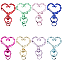 (52) Непрозрачная лаванда 30 поворотные застежки из сплава шт., сердце, без кадмия и без свинца, разноцветные, 39~40x24x6 мм