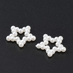 Creamy White Acrylic Pearl Cabochons, Dyed, Star, Creamy White, 11x12x2mm