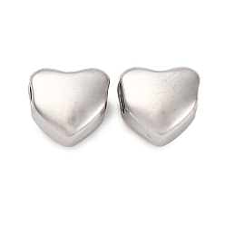 Нержавеющая Сталь Цвет 304 из нержавеющей стали бусы, сердце, анти-тускнение, цвет нержавеющей стали, 5.5x5.5x3.5 мм, отверстие : 2 мм