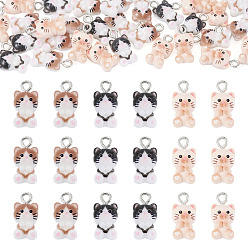 (52) Непрозрачная лаванда 30подвески из непрозрачной смолы, форма кошки, с железной платиной петлей, разноцветные, 16x8.5x5 мм, отверстие : 2 мм