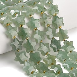 Зеленый Авантюрин Естественный зеленый авантюрин бисер нитей, звезда, граненые, с бисером, 14~14.5x14.5~15x6~6.5 мм, отверстие : 1~1.2 мм, около 26 шт / нитка, 14.96~15.63'' (38~39.7 см)