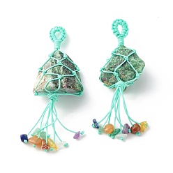 Рубин Натуральные рубиновые подвески, с бусинами из драгоценных камней и нейлоновыми нитями, кисточка, 95~98x30~34x19~22.5 мм, отверстие : 6x5 мм