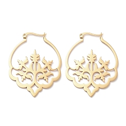 Золотой Серьги из 304 нержавеющей стали, дерево, золотые, 44.5x35x1 мм