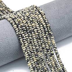 Далматинских Джаспер Природные яшмы далматин бисер нитей, матовые, рондель, 4x2 мм, отверстие : 0.9 мм, около 167~173 шт / нитка, 15.16''~15.35'' (38.5~39 см)