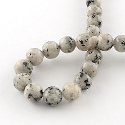Gainsboro Dyed Natural Sesame Jasper Round Beads Strands, Gainsboro, 8mm, Hole: 1mm, about 48pcs/strand, 14.9 inch