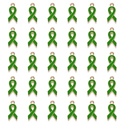 Зеленый лайм Подвески из эмали и сплава, без кадмия и без свинца, Форма ленты осведомленности, свет позолоченные, зеленый лайм, 20x10x2 мм, отверстие : 2 мм