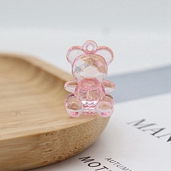 Pink Acrylic Bear Pendant, Keychain Earrings Pendant, Pink, 29x20mm