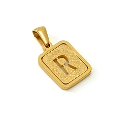 Letter R Шкентели нержавеющей стали, реальный 18 k позолоченный, прямоугольные, Буква R, 15x12 мм