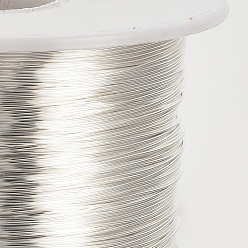 Silver Round Copper Wire for Jewelry Making, Silver Color Plated, 20 Gauge, 0.8mm, about 524.93 Feet(160m)/roll