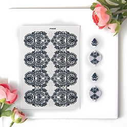 Черный Винтажная кружевная серия керамика глина бумага для переноса воды, переводные декали под глазурью, заколка для волос с подвесками для сережек своими руками, чёрные, 138x95 мм