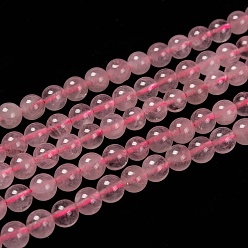 Rose Quartz Natural  Rose Quartz Beads Strands, Round, 6mm, Hole: 1mm, about 65pcs/strand, 15 inch~16 inch