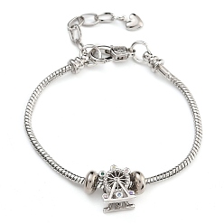 Платина Латунные микропаве кубические цирконии европейские браслеты, платина, 7-1/8 дюйм (18.2 см)