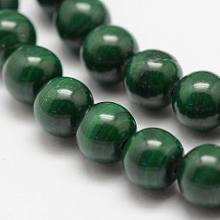Malachite Natural Malachite Beads Strands, Round, 6mm, Hole: 0.5mm, about 68pcs/strand, 15.7 inch(40cm)