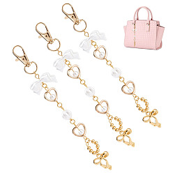 Золотой 3 шт. подвесные украшения из сплава в виде банта, с застежками-карабинами, искусственным жемчугом и акрилом, золотые, 148 мм