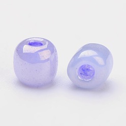 Lilac Glass Seed Beads, Ceylon, Round, Lilac, 4mm, Hole: 1.5mm, about 4500pcs/pound