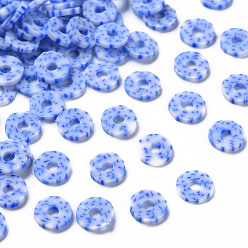 Bleu Royal Perles en fimo faits à la main, disque / plat rond, perles heishi, bleu royal, 6x1mm, Trou: 1.8mm, environ3330 pcs / 1000 g