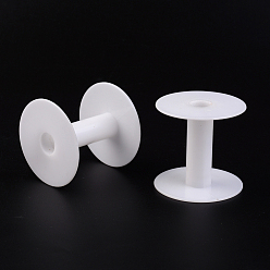 White Plastic Empty Spools for Wire, Thread Bobbins, White, 17x53~56mm, Hole: 14mm