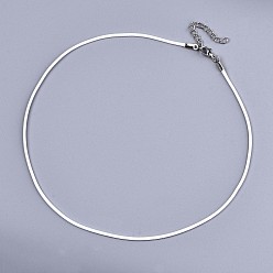 White Waxed Cotton Cord Necklace Making, with Alloy Lobster Claw Clasps and Iron End Chains, Platinum, White, 17.12 inch(43.5cm), 1.5mm