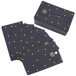 Black 120Pcs Paper Hair Clip Display Cards, Rectangle, Black, 10.5x6.3x0.04cm, Hole: 6mm