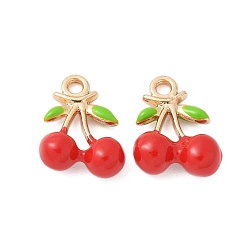 Вишня Фрукты стиль экологичная стойка покрытие латунная эмаль подвески, без свинца и без кадмия, долговечный, вишня, 14.5x11.5x5.5 мм, отверстие : 1.8 мм