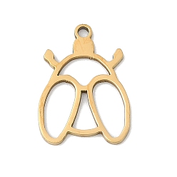 Настоящее золото 18K 201 подвески из нержавеющей стали, божья коровка прелести, реальный 18 k позолоченный, 18x13x1 мм, отверстие : 1.4 мм