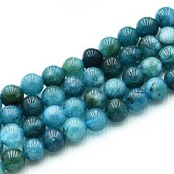 Стально-синий Природного кварца нитей бисера, окрашенные, круглые, имитация апатита, стальной синий, 6~6.5 мм, отверстие : 0.9~1 мм, около 60~63 шт / нитка, 14.96~15.35 дюйм (38~39 см)