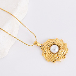 Золотой Винтажные французские 304 ожерелья с подвеской в виде вихря из нержавеющей стали, с имитацией жемчуга, золотые, 15.75 дюйм (40 см)