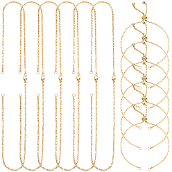 Золотой 304 нержавеющей стали ювелирных изделий, с 6шт. ожерелья из цепочек и браслетов-слайдеров, золотые, 18.5 дюйм ~ 18.8 дюйм (47~47.8 см), 2 мм, отверстие : 2.5 мм