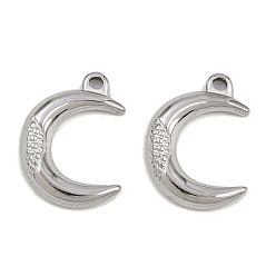 Нержавеющая Сталь Цвет 304 подвески из нержавеющей стали, Луна прелести, цвет нержавеющей стали, 19x14.5x2.5 мм, отверстие : 2x1.5 мм
