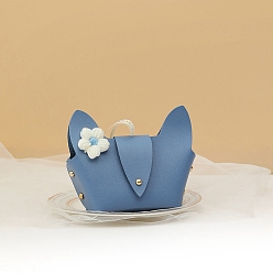 Sky Blue Creative Imitation Leather Wedding Candy Bag, Flower, Sky Blue, 16x13x5.5cm