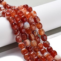 Темно-Красный Натуральные полосатые агатовые бусы, окрашенная и подогревом, в форме инжира, темно-красный, 9x8x8 мм, отверстие : 1.2 мм, около 38 шт / нитка, 13.66~13.98'' (34.7~35.5 см)