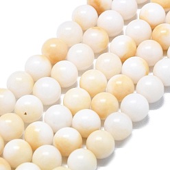 Белый Навахо Натуральный Malaysia нефритовые бусы пряди, окрашенная и подогревом, круглые, навахо белый, 10 мм, отверстие : 1.2 мм, около 39 шт / нитка, 14.96 дюйм (38 см)