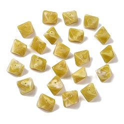 Темный Хаки Непрозрачные акриловые бусины, имитация драгоценных камней, самородки, два тона, граненые, Темный хаки, 11.5x19.5x21.5 мм, отверстие : 1.8 мм, 179 шт / 500 г