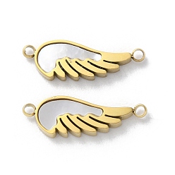 Wing Ионное покрытие (IP) 304 нержавеющая сталь pave белый корпус разъема подвески, полированный, реальный 18 k позолоченный, крыло, 6x17.5x2 мм, отверстие : 1.2 мм