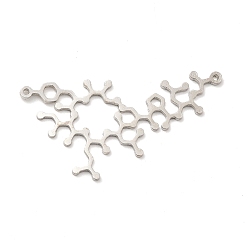 Stainless Steel Color Non-Tarnish 201 Stainless Steel Pendants, Molecular Structure Charms, Stainless Steel Color, 25.5x42x1mm, Hole: 1mm