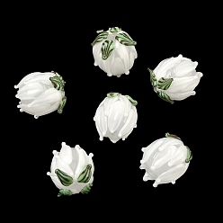 Светло-зеленый Коричневый Бусины лэмпворк , тюльпан, оливковый, 13~14.5x13.5 мм, отверстие : 1.4 мм